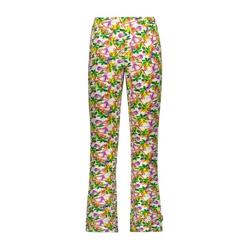 B.Nosy gebloemde flared broek groen/lila/wit Meisjes Gerecycled polyester