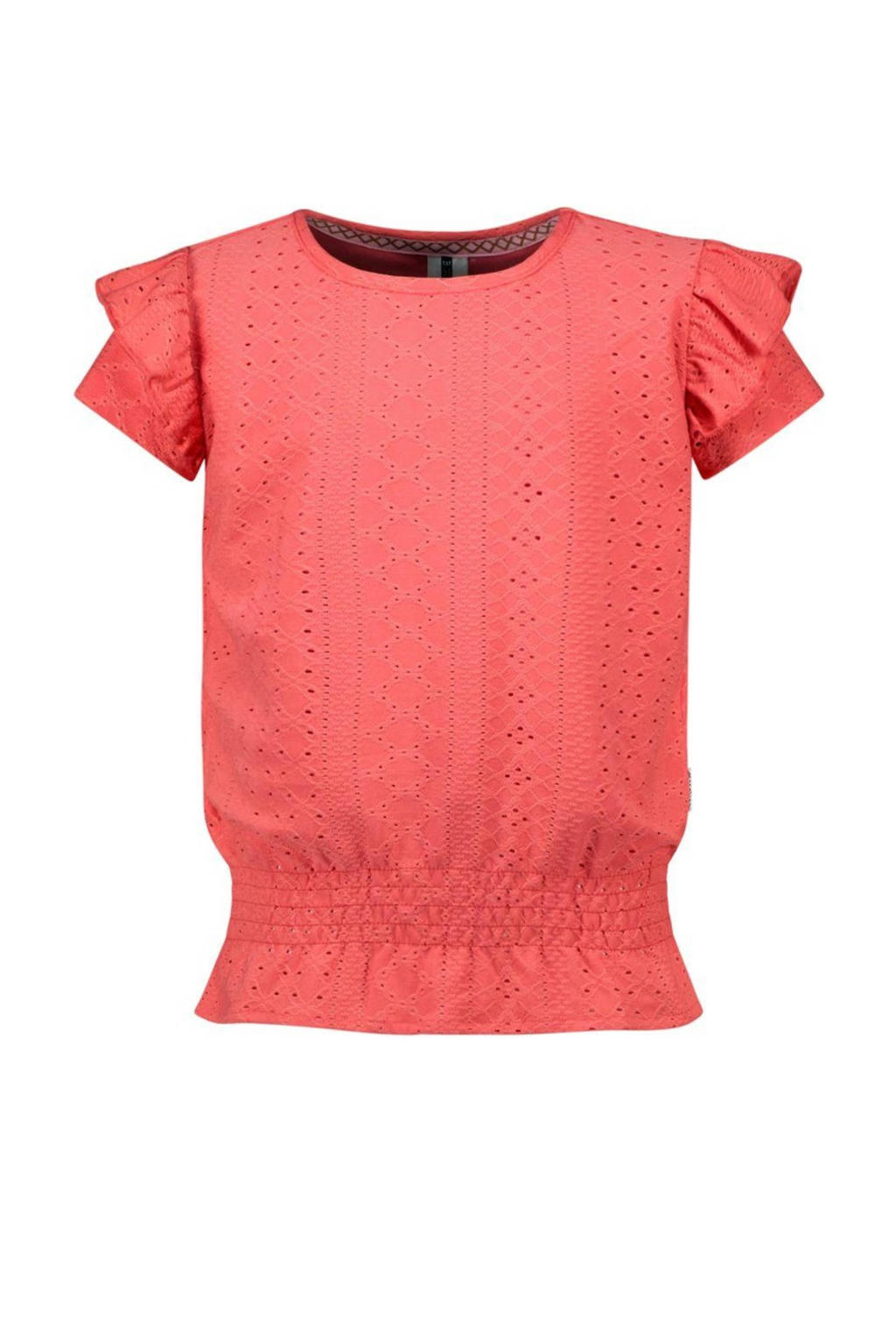 Roze meisjes B.Nosy T-shirt Bohdi van polyester met effen, korte mouwen en ronde hals