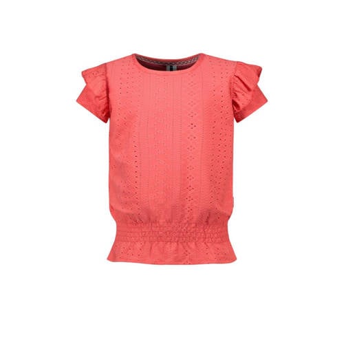 B.Nosy T-shirt Bohdi koraalroze Meisjes Polyester Ronde hals Effen - 104