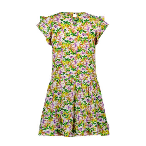 B.Nosy gebloemde jurk roze groen geel Meisjes Gerecycled polyester Ronde hals 158 164