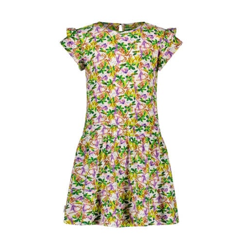 B.Nosy gebloemde jurk roze/groen/geel Meisjes Polyester Ronde hals Bloemen - 104