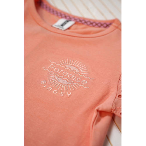 B.Nosy T-shirt Pippi met printopdruk zalmroze Meisjes Stretchkatoen Ronde hals 98