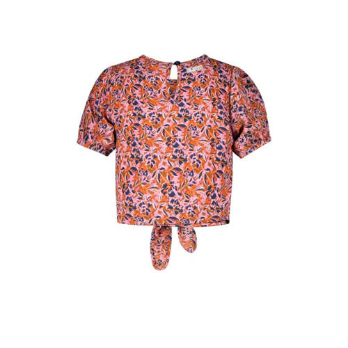 B.Nosy gebloemde top Sem roze oranje blauw T-shirt Meisjes Polyester Ronde hals 98
