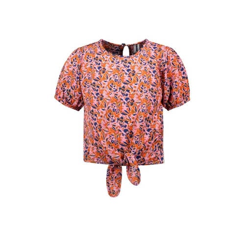 B.Nosy gebloemde top Sem roze/oranje/blauw T-shirt Meisjes Gerecycled polyester Ronde hals