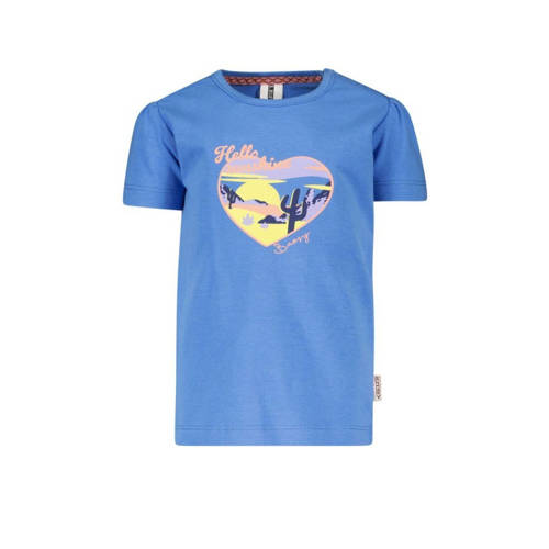 B.Nosy T-shirt met printopdruk hemelsblauw Meisjes Stretchkatoen Ronde hals