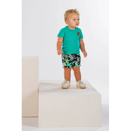 B.Nosy sweatshort met bladprint donkerblauw groen Korte broek Blad 74