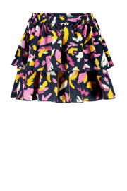 thumbnail: Donkerblauw, paars en gele meisjes B.Nosy rok met all over print gemaakt van polyester en met elastische tailleband