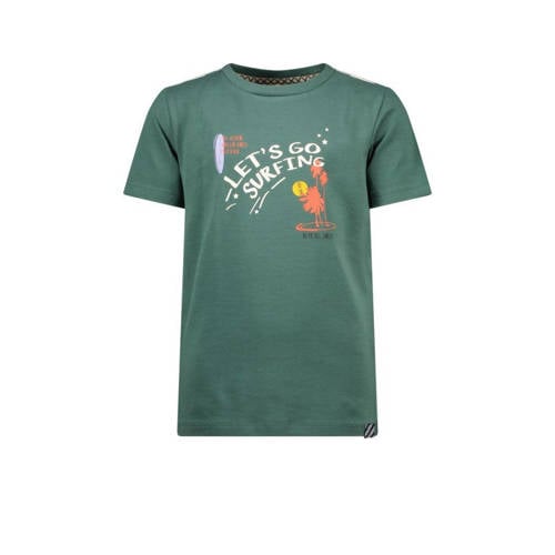 B.Nosy T-shirt Kai met printopdruk groen/ecru Jongens Stretchkatoen Ronde hals - 104