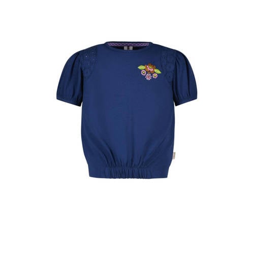 B.Nosy T-shirt met printopdruk donkerblauw Meisjes Stretchkatoen Ronde hals - 104