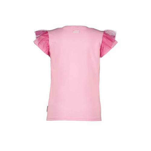 B.Nosy T-shirt met tekst zoetroze fuchsia Meisjes Stretchkatoen Ronde hals 98