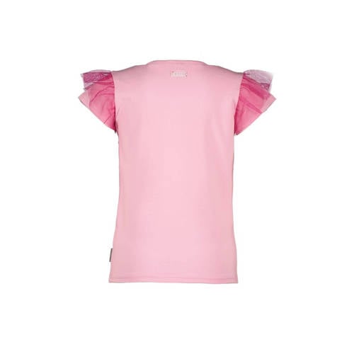 B.Nosy T-shirt met tekst zoetroze fuchsia Meisjes Stretchkatoen Ronde hals 122-128