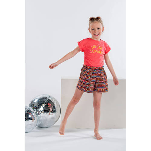 B.Nosy casual short Brigit met all over print brique blauw Korte broek Bruin Meisjes Polyester 104