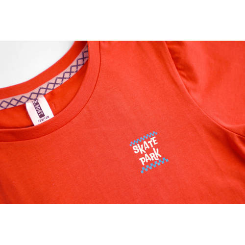 B.Nosy T-shirt met printopdruk oranjerood Jongens Stretchkatoen Ronde hals 98