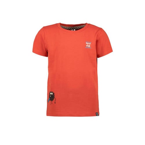 B.Nosy T-shirt met printopdruk oranjerood Jongens Stretchkatoen Ronde hals