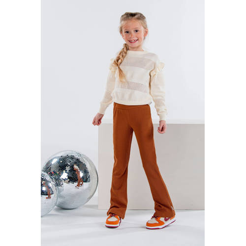 B.Nosy flared broek bruin Meisjes Gerecycled polyester Effen 104