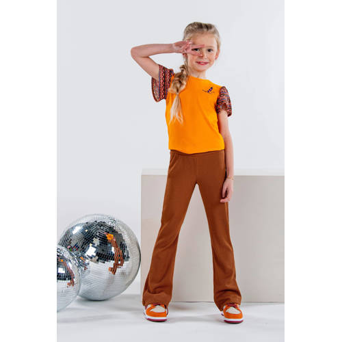 B.Nosy flared broek bruin Meisjes Gerecycled polyester Effen 104