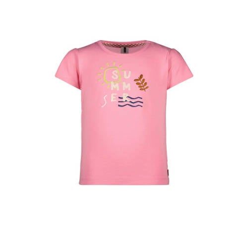 B.Nosy T-shirt met printopdruk zoetroze Meisjes Stretchkatoen Ronde hals - 104
