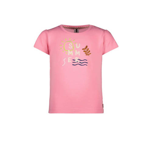 B.Nosy T-shirt met printopdruk zoetroze Meisjes Stretchkatoen Ronde hals