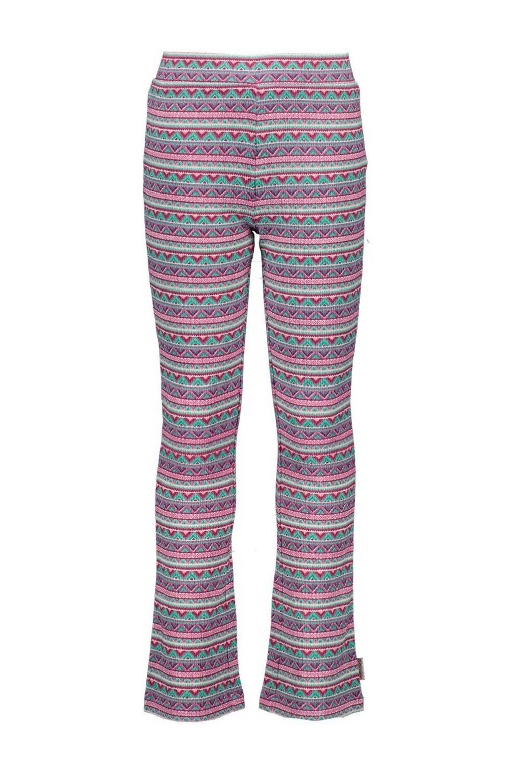 B.Nosy flared broek met all over print roze/mintgroen