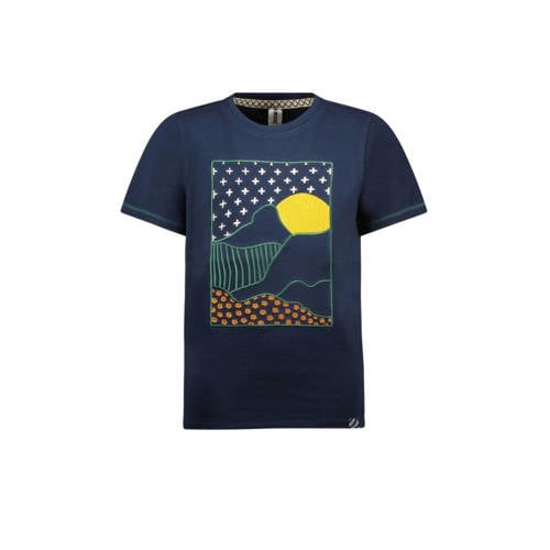 B.Nosy T-shirt Gust met printopdruk donkerblauw Jongens Polyester Ronde hals - 104