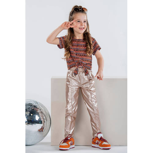 B.Nosy T-shirt Bibi met all over print brique blauw Bruin Meisjes Polyester Ronde hals 98