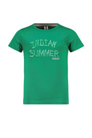 thumbnail: Groene meisjes B.Nosy T-shirt Maud van stretchkatoen met tekst print, korte mouwen en ronde hals
