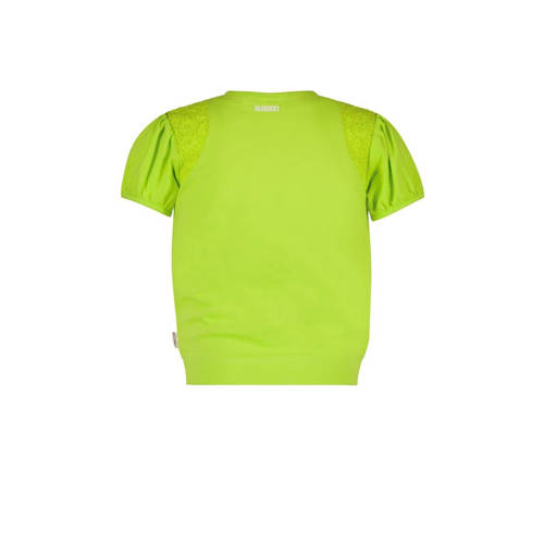 B.Nosy T-shirt met printopdruk gifgroen Meisjes Stretchkatoen Ronde hals 134 140
