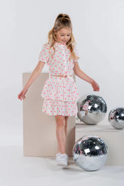 thumbnail: B.Nosy rok met all over print wit/fluor roze