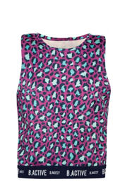 thumbnail: Paars, aqua en donkerblauwe meisjes B.Nosy tanktop Amy van gerecycled polyester met dierenprint en ronde hals