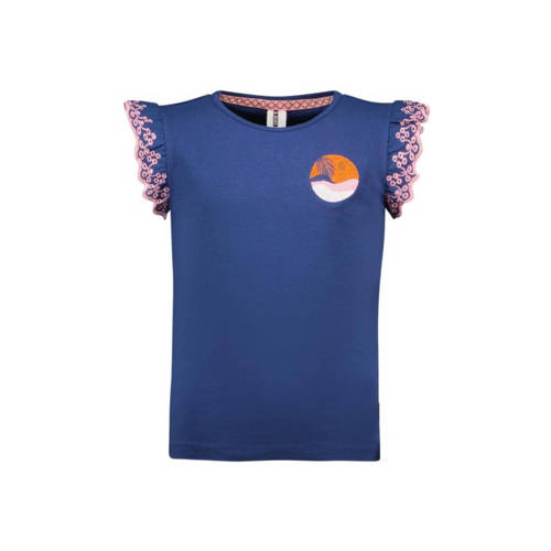 B.Nosy T-shirt Sylvie met printopdruk donkerblauw Meisjes Stretchkatoen Ronde hals - 104