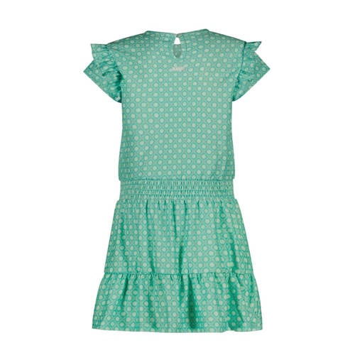 B.Nosy jurk met all over print en ruches mintgroen Meisjes Polyester Ronde hals 116