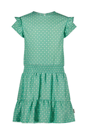 jurk met all over print en ruches mintgroen