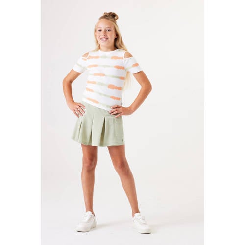 Garcia dip-dye T-shirt wit oranje geel Meisjes Katoen Ronde hals Dip-dye 176