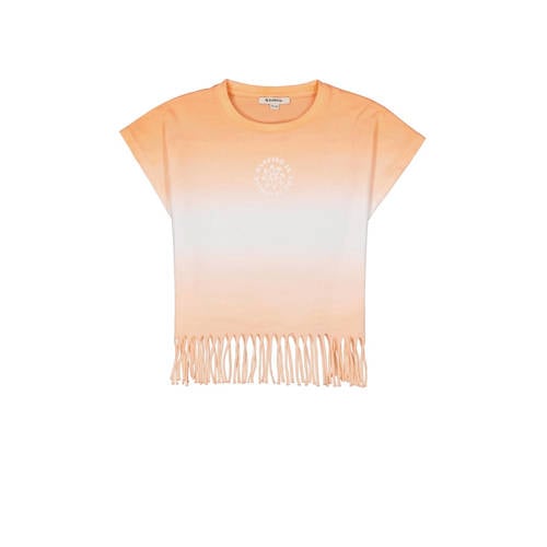 Garcia dip-dye T-shirt oranje/lichtblauw Meisjes Katoen Ronde hals Dip-dye - 128/134