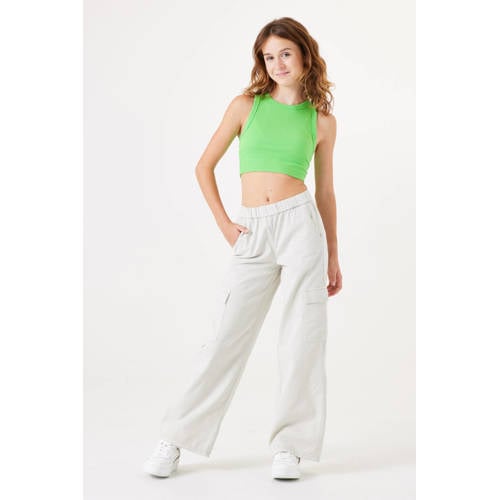 Garcia low waist loose fit cargobroek ecru Meisjes Katoen Effen 164