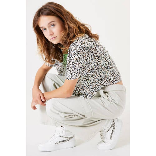 Garcia low waist loose fit cargobroek ecru Meisjes Katoen Effen 164