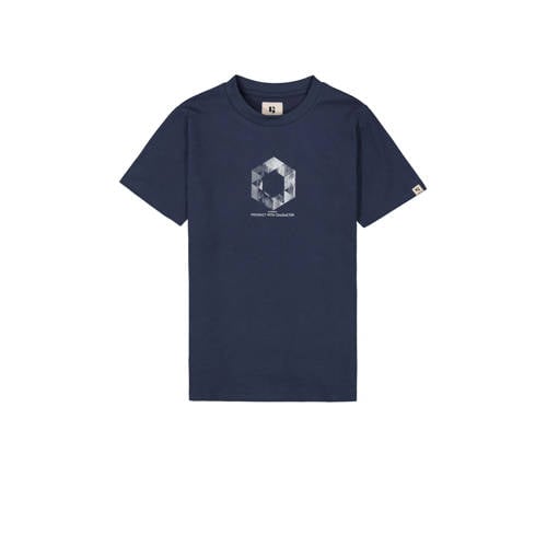 Garcia T-shirt met backprint donkerblauw Jongens Katoen Ronde hals Backprint