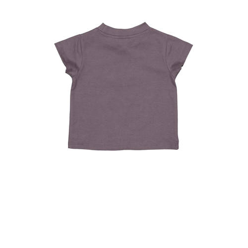 LEVV T-shirt MARLI met tekst donkerpaars Meisjes Katoen Ronde hals Tekst 104