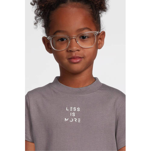 LEVV T-shirt MARLI met tekst donkerpaars Meisjes Katoen Ronde hals Tekst 86