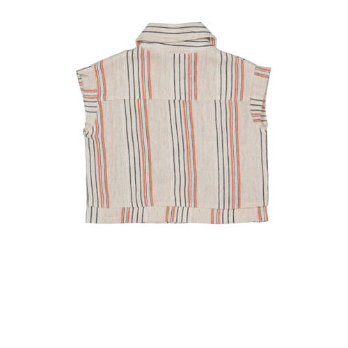 LEVV gestreepte top MIEP beige donkerblauw oranje Meisjes Katoen Klassieke kraag 80
