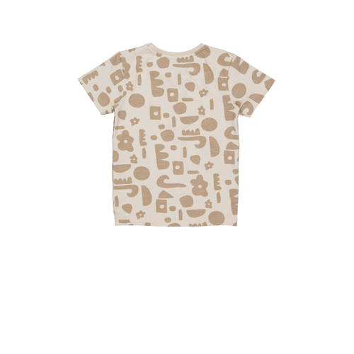 LEVV T-shirt KEJE met all over print beige bruin Jongens Katoen Ronde hals 116