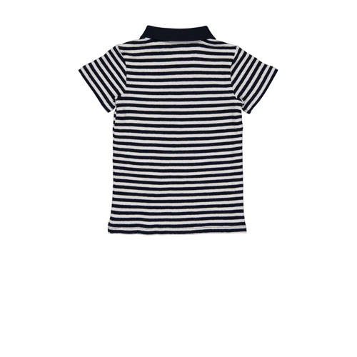 LEVV gestreept T-shirt MARLON donkerblauw wit Jongens Biologisch katoen Polokraag 86