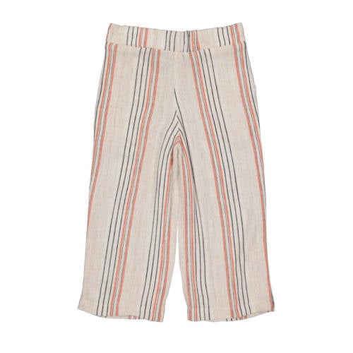 LEVV gestreepte regular fit broek MURIELL ecru blauw oranje Beige Meisjes Viscose 80