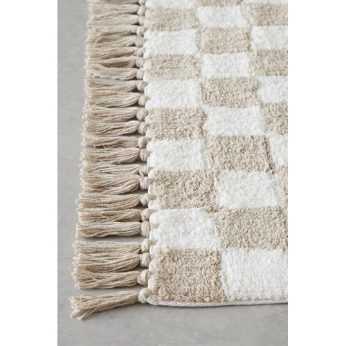 NOUS Kids kindervloerkleed Checker board (130x90 cm) Beige Ruit