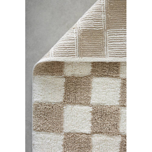 NOUS Kids kindervloerkleed Checker board (130x90 cm) Beige Ruit