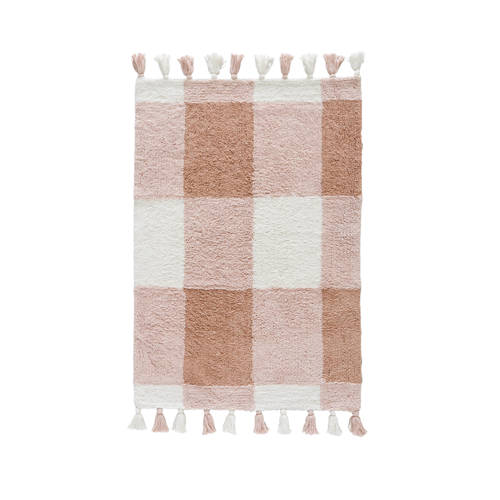 NOUS Kids kindervloerkleed Sofia (130x90 cm) Roze Ruit