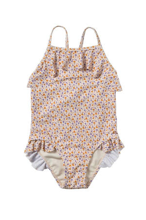 badpak met  ruches beige/lila