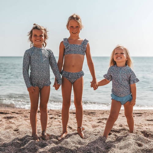 Salted Stories UV badpak met ruches Safi blauw Meisjes Polyamide 110 116