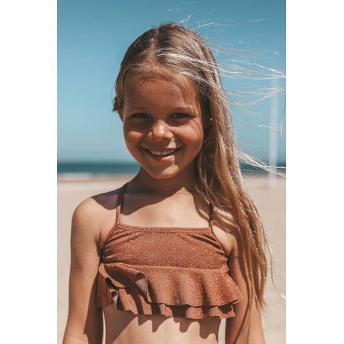 Salted Stories bikini Sami met glitter bruin Meisjes Polyamide Effen 98 104