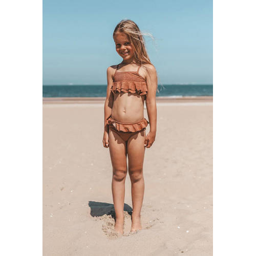 Salted Stories bikini Sami met glitter bruin Meisjes Polyamide Effen 98 104